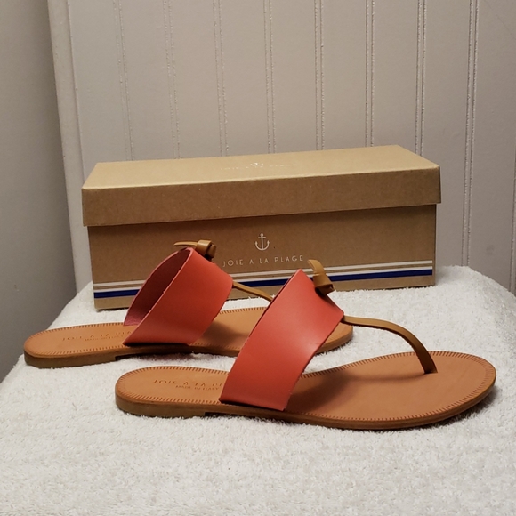 Joie a la Plage Nice leather thong sandal,coral,7 - Picture 3 of 10
